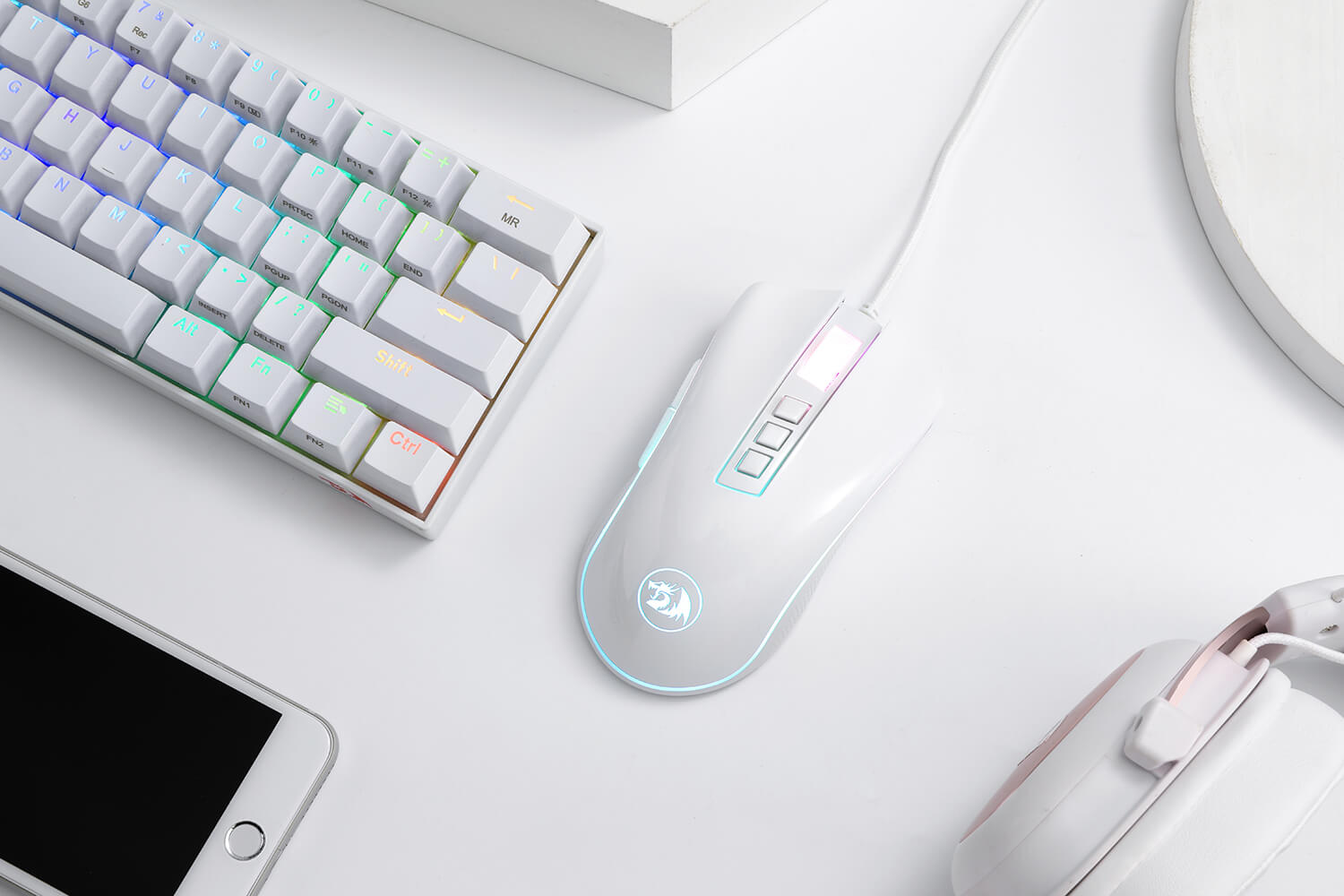 Redragon K530 white 60% RGB  Mechanical Keyboard M711 RGB Gaming Mouse Bundle
