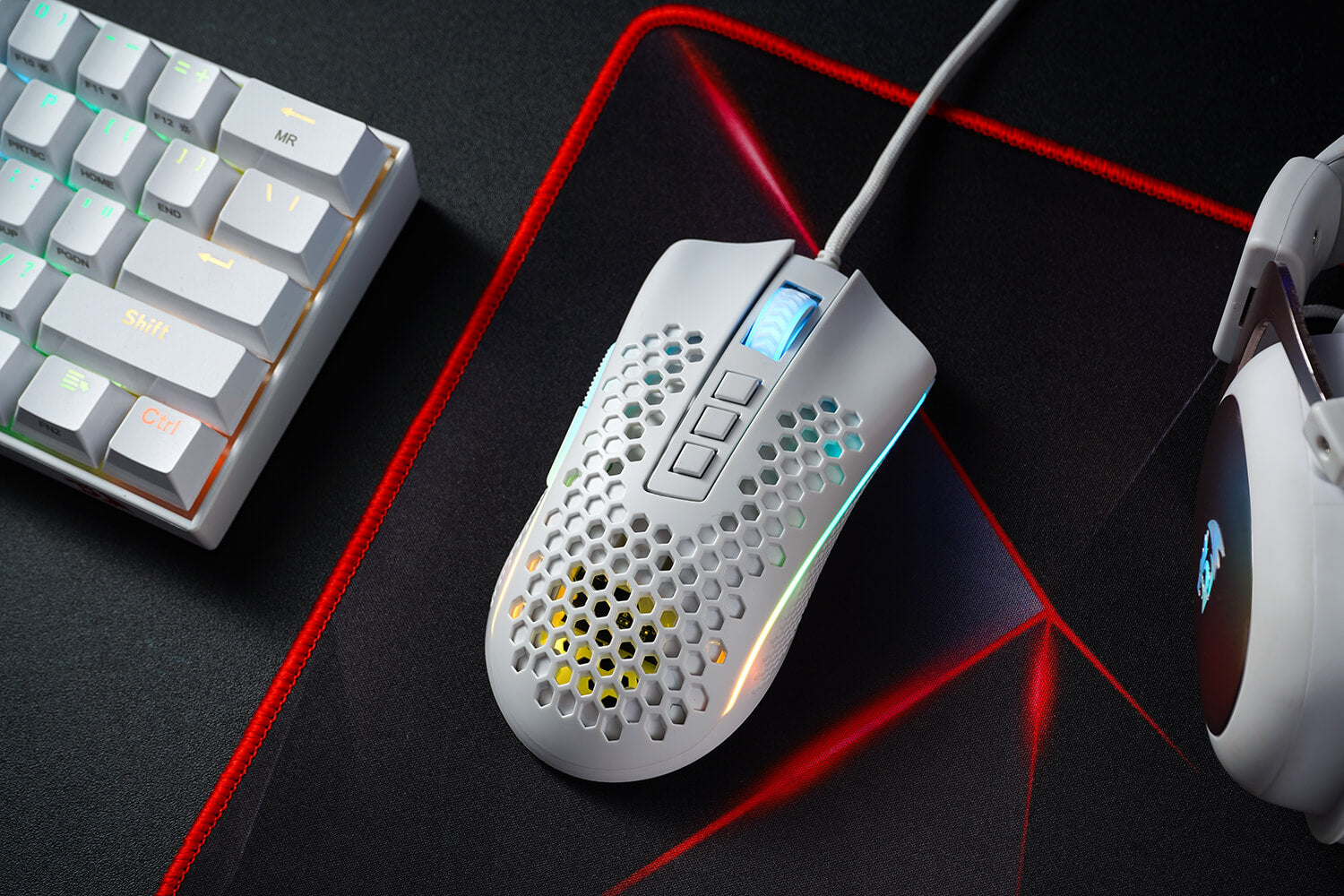 redragon gaming mouse honeycomb shell white
