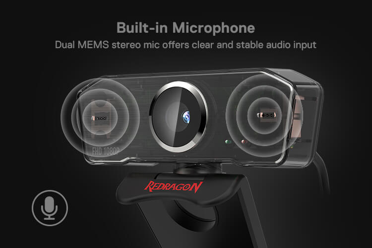 Redragon GW800 1080P Webcam with Built-in Dual Microphone