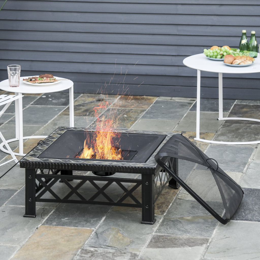 30" Outdoor Steel Square Fire pit Square Stove with Spark ...