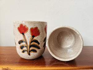 Tea Cup - Speckled Mid Century Flowers