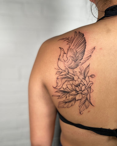 Tattoo designed by floral artist Lu Loram Martin, in Toronto, Canada.