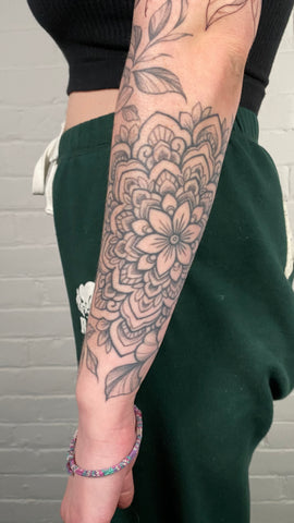 healed tattoo by female floral artist lu loram martin in toronto canada