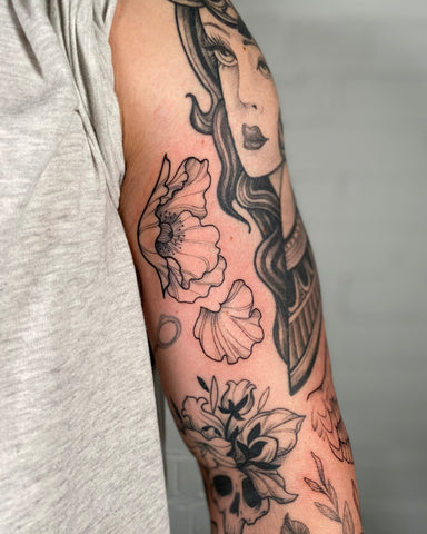 tattoo by female floral artist lu loram martin in toronto canada