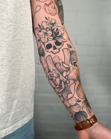 healed tattoo by female floral artist lu loram martin in toronto canada