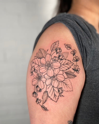 tattoo by female floral artist lu loram martin in toronto canada