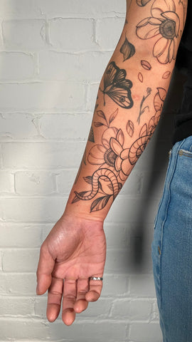 tattoo by female floral artist lu loram martin in toronto canada