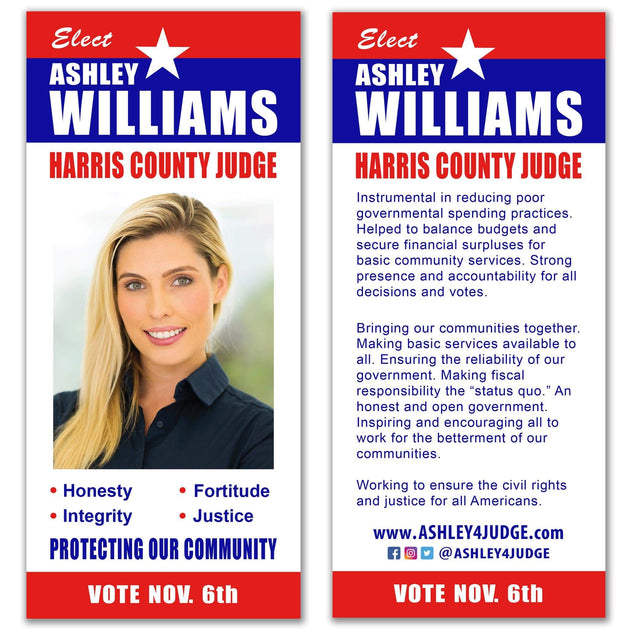 Political Palm Card / Push Card Templates - SET UP ONLY - PC-7