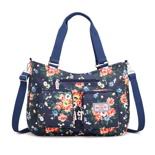 Women's Elegant Print Waterproof Nylon Bags Large Capacity Multifunctional Zipper Handbags - Marfuny
