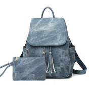 Women's Luxury 2PCS/Set Waterproof Bags Tassel Zipper Backpack - Marfuny