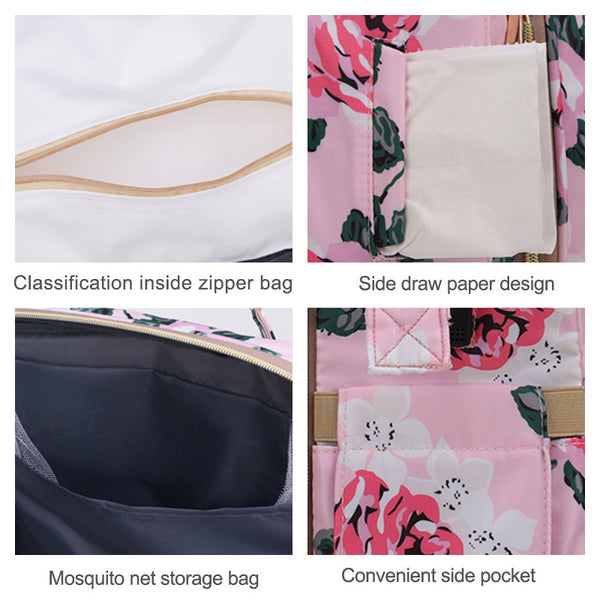 Printed Multifunctional Folding Crib Large-Capacity Outdoor Use Mummy Backpack