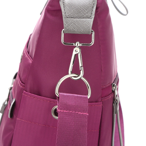 Women's Stylish Solid Waterproof Nylon Bags Large Capacity Zipper Handbags - Marfuny