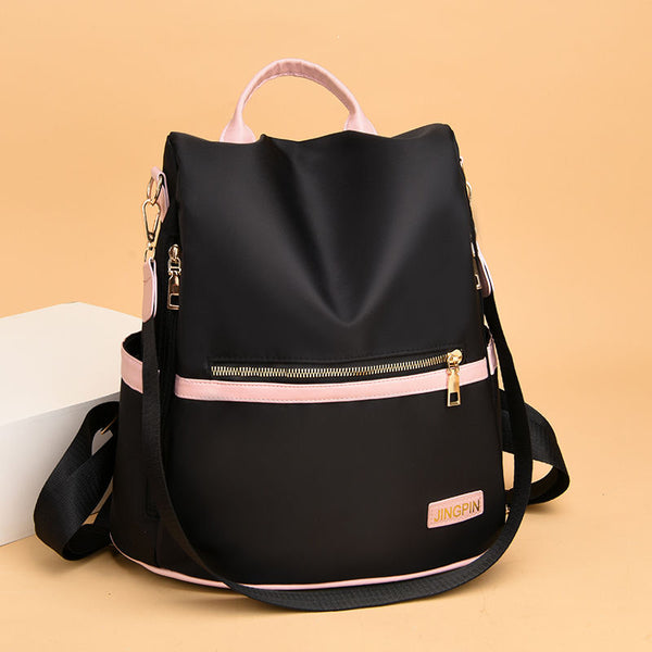 Women's Casual Solid Waterproof Nylon Bags Multifunctional Anti-theft Zipper Backpack - Marfuny