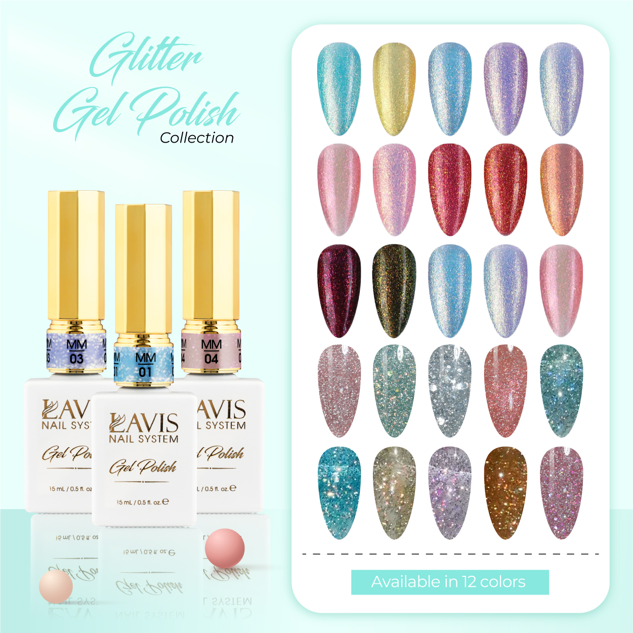 LAVIS Glitter G02 - 02 - Gel Polish 0.5 oz - Pillow Talk Collection