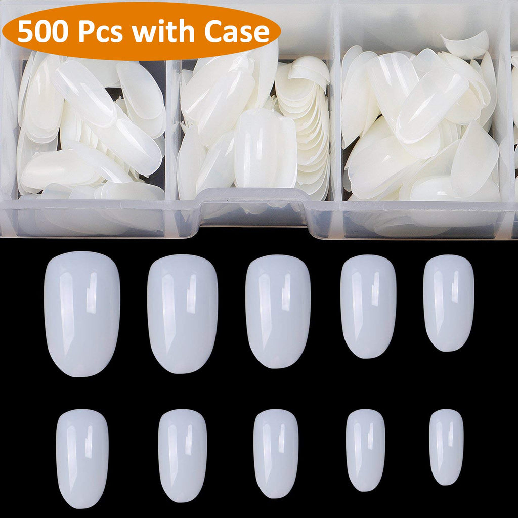 BTArtbox Short Oval, Round, Full Cover Artificial Press On Nails 500pcs