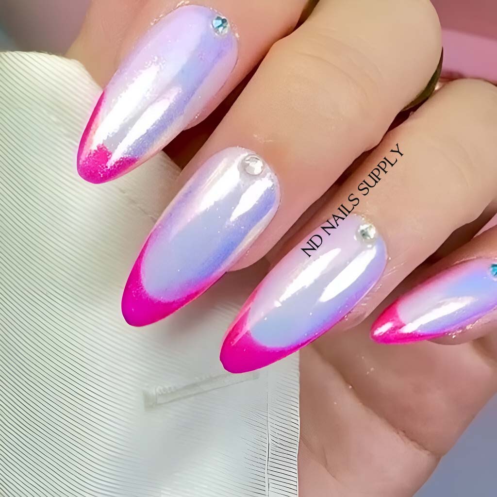 Barbie Pink Chrome Nails