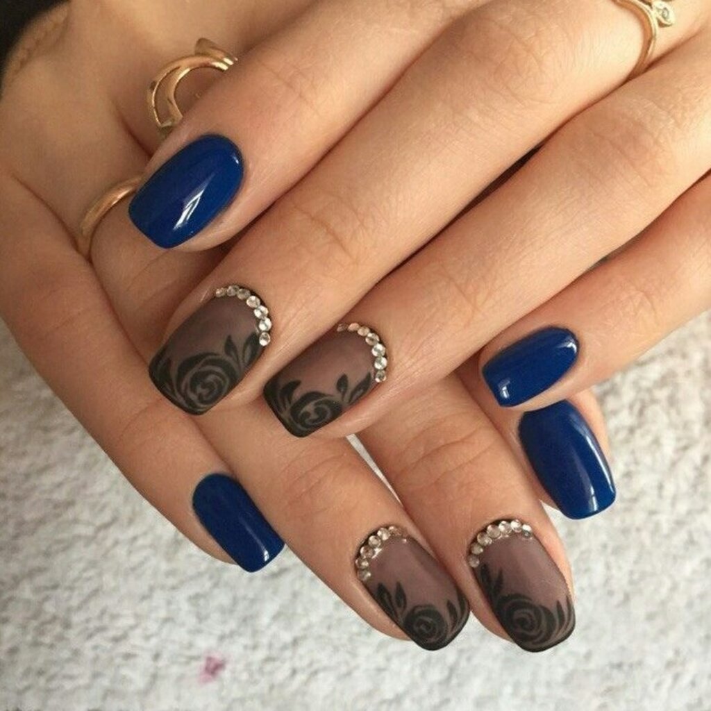 Black Roses with Blue Nails