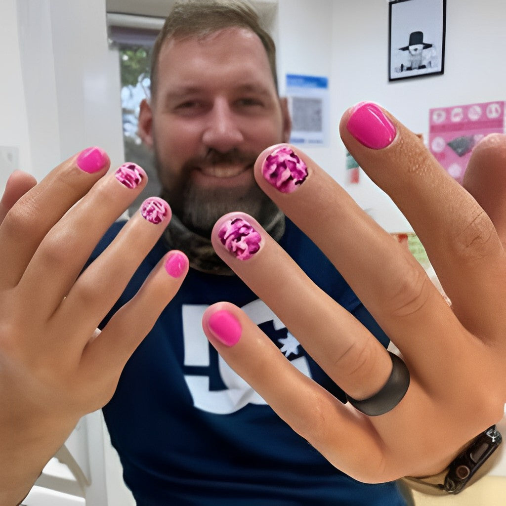 Breast Cancer Nail Art for Guys