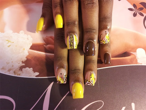 Brown Yellow Nails