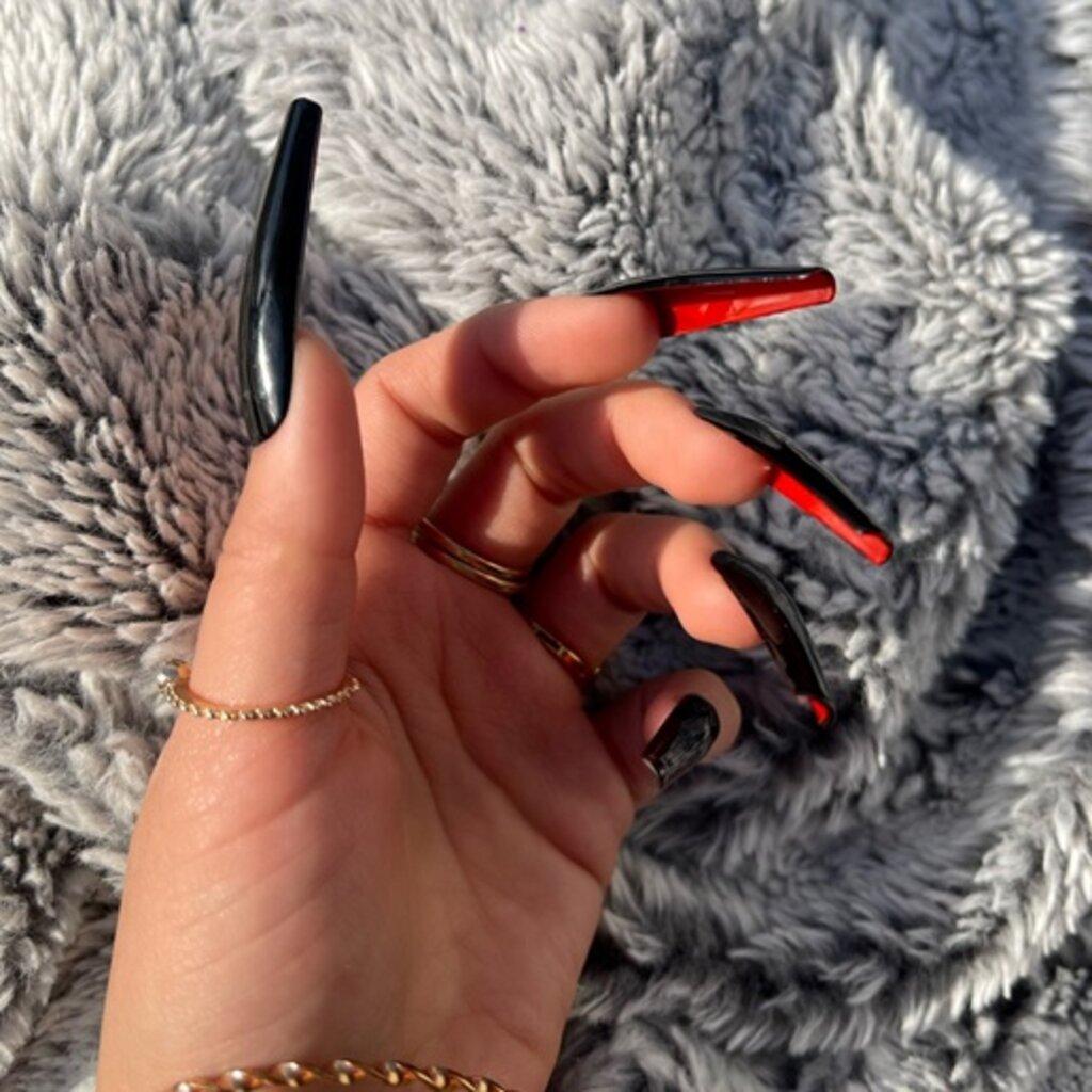 Classic Black Nails with Red Bottoms