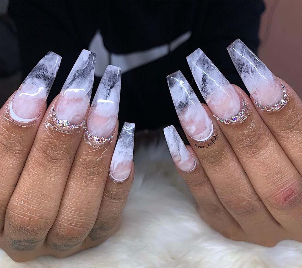 Clear Marble Nails