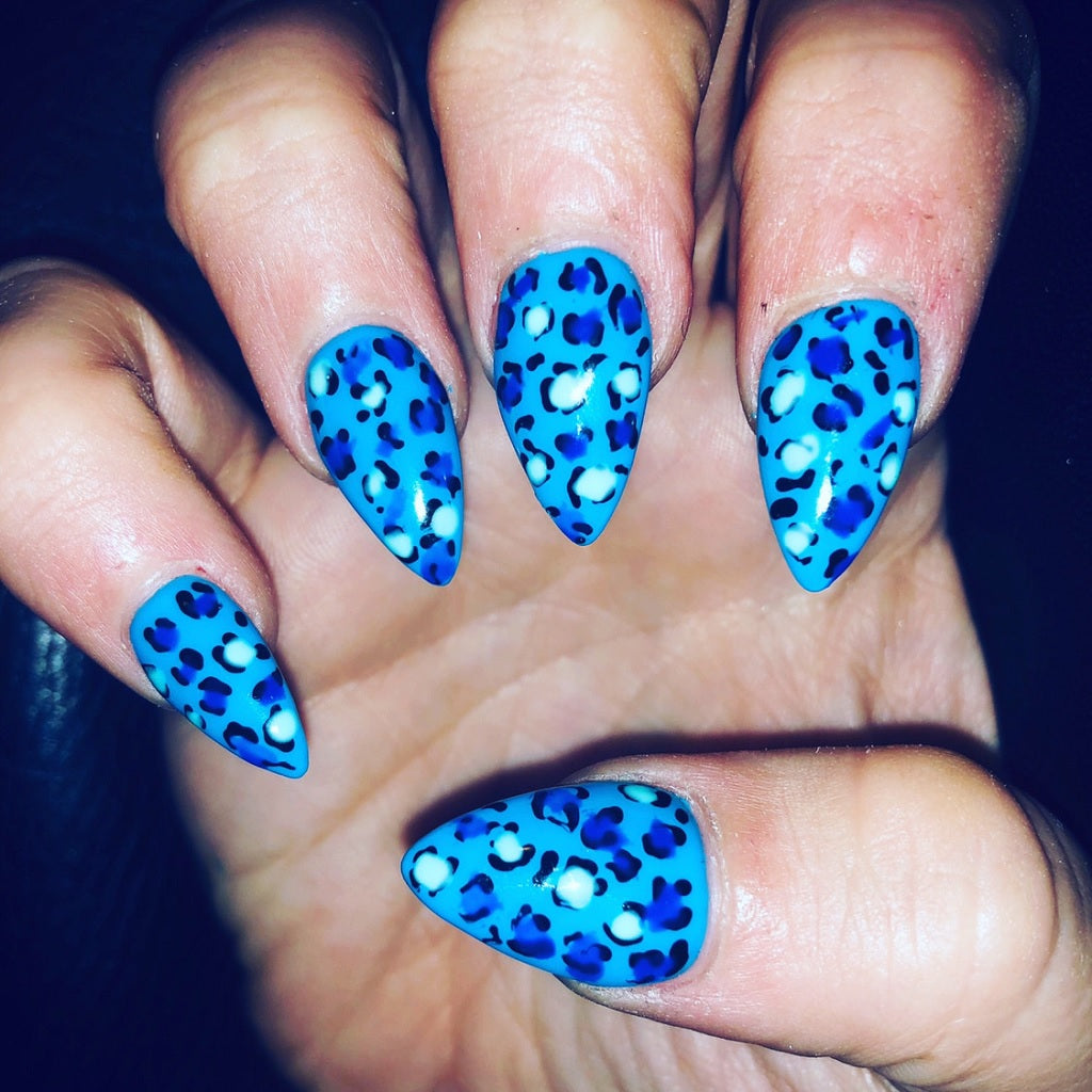 Cobalt Blue Leopard Nails