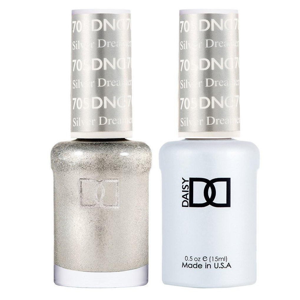 DND Gel Nail Polish Duo - 705 Silver Colors - Silver Dreamer