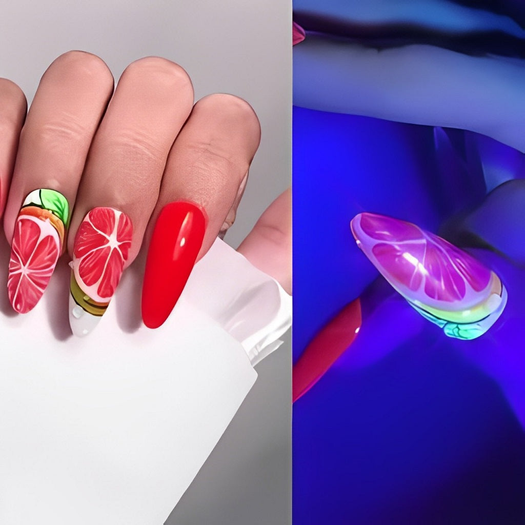 Glow-in-the-Dark Citrus Nails
