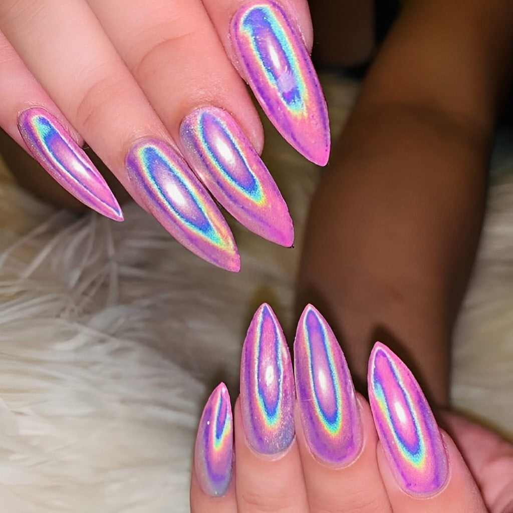 Holographic Pink Nails