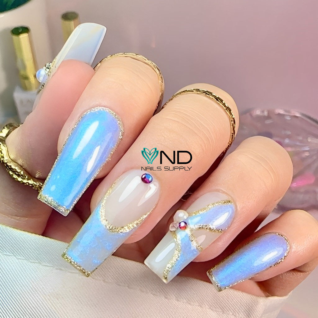 Iridescent Blue and Milky White