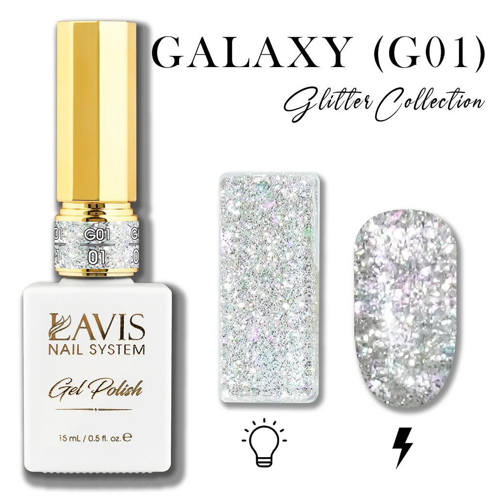 LAVIS Glitter G01 - 01 - Gel Polish 0.5 Oz - Galaxy Collection