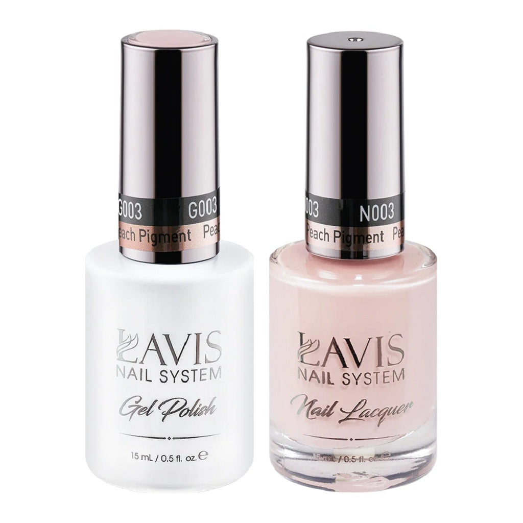 Lavis Gel Nail Polish Duo - 003 Beige, Pink Colors - Peach Pigment