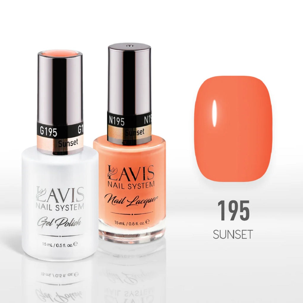 Lavis Gel Nail Polish Duo - 195 Peach, Coral Colors - Sunset