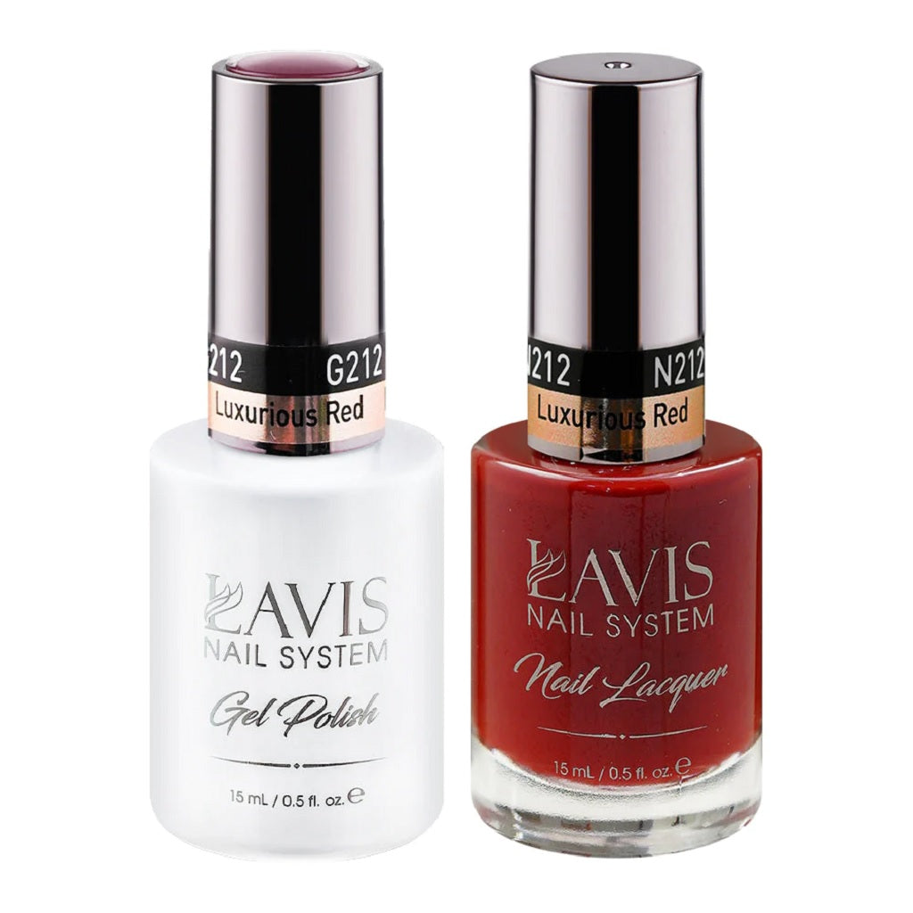 Lavis Gel Nail Polish Duo - 212 Crimson Colors - Luxurious Red