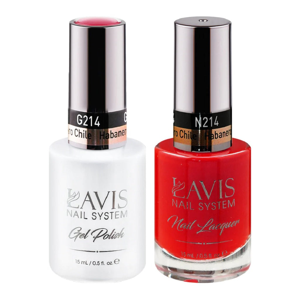 Lavis Gel Nail Polish Duo - 214 Scarlet Colors - Habanero Chile