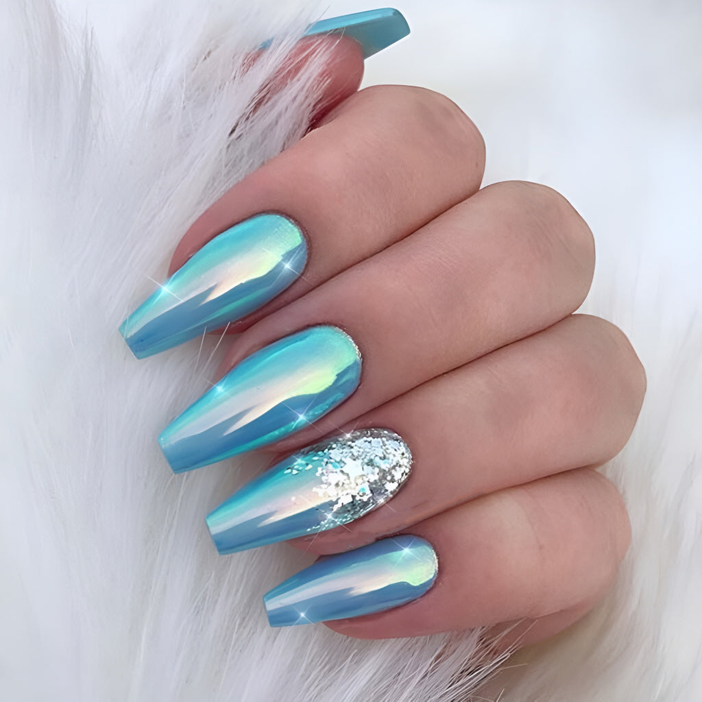 Holographic chrome nails | Nails, Holographic nails, Dope nails