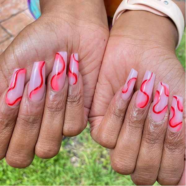 Hot Pink Wavy Nails