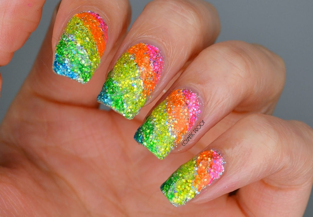 Neon Glitter Nails