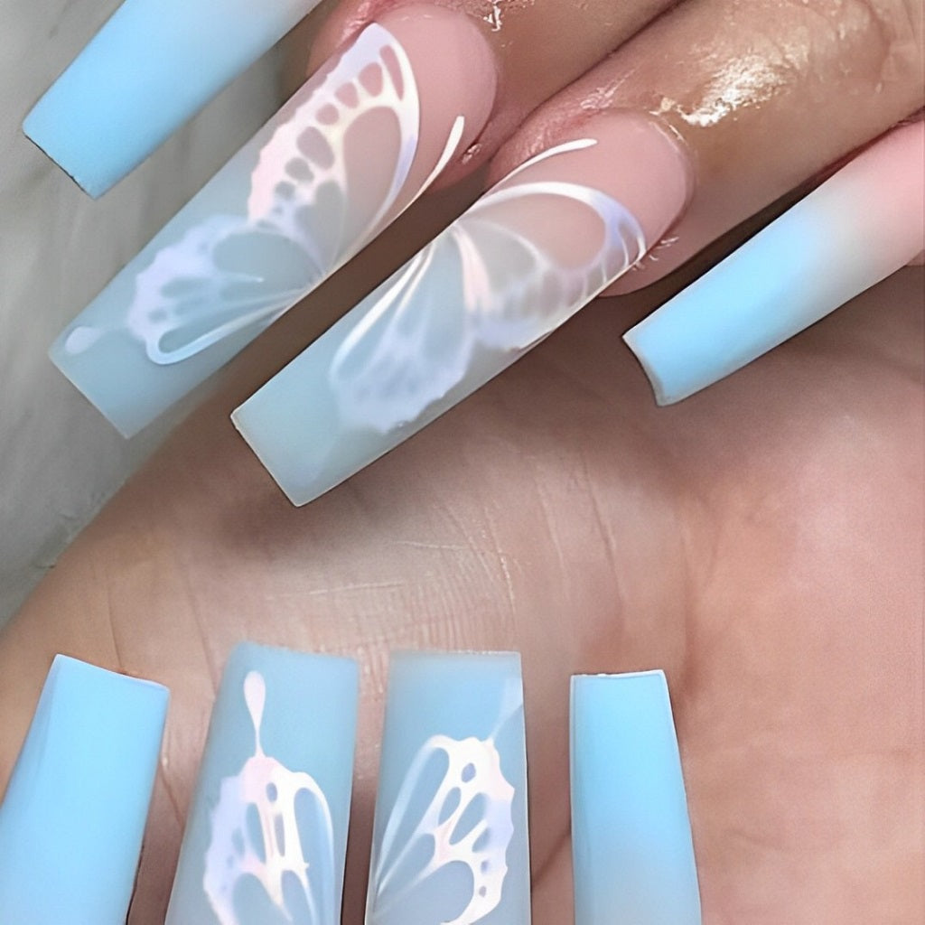 Ombre Nails with Butterflies