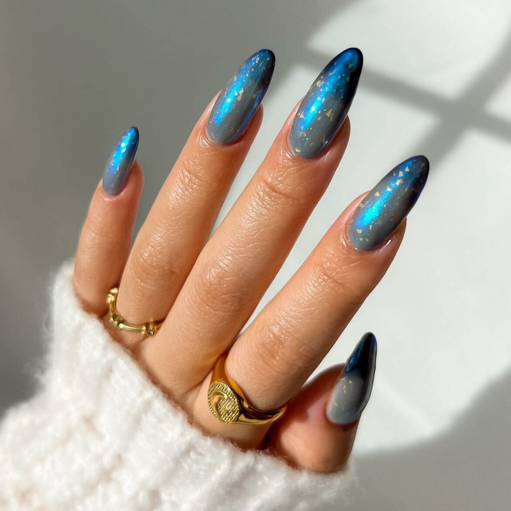 Ombre Speckled Blue Chrome