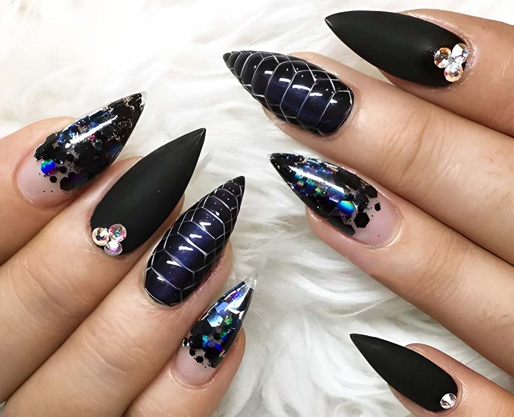 Pointy Nails with a Little Bit of Everything