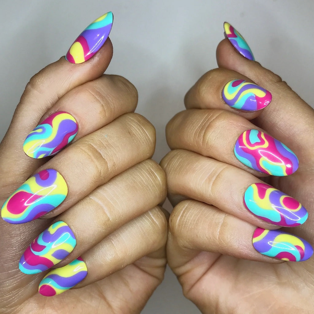 Tie-dye or Water Marble Nails