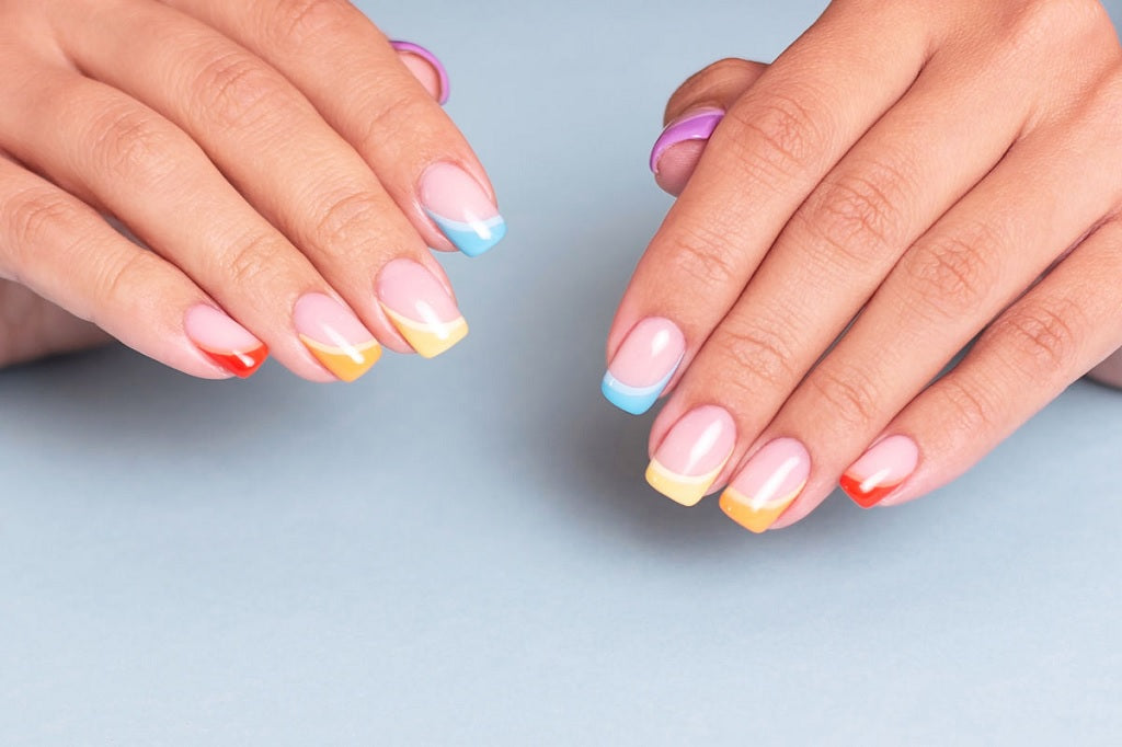 Rainbow Arches to Spice up a French Manicure