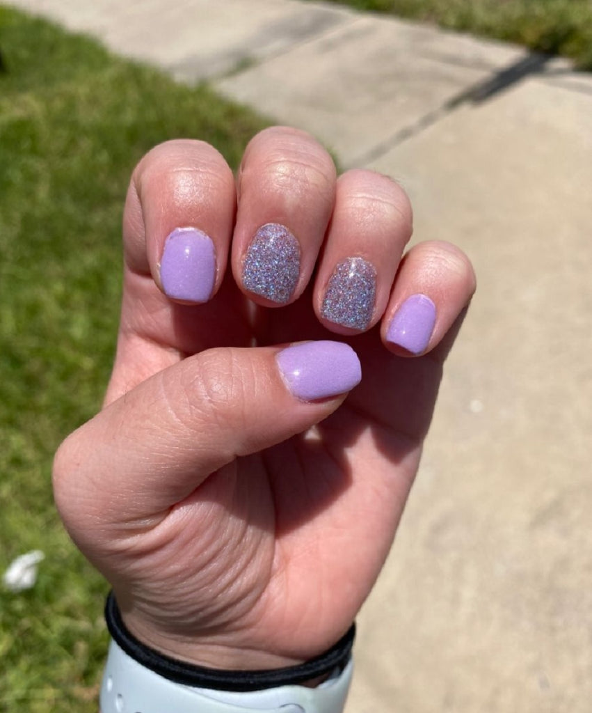 Purple Glitter Dip Nails