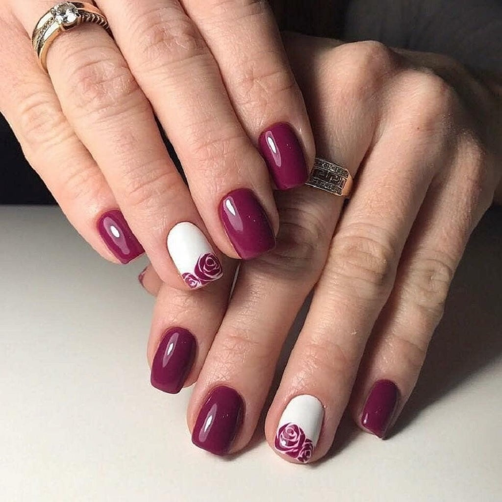 Rose Accent Nails
