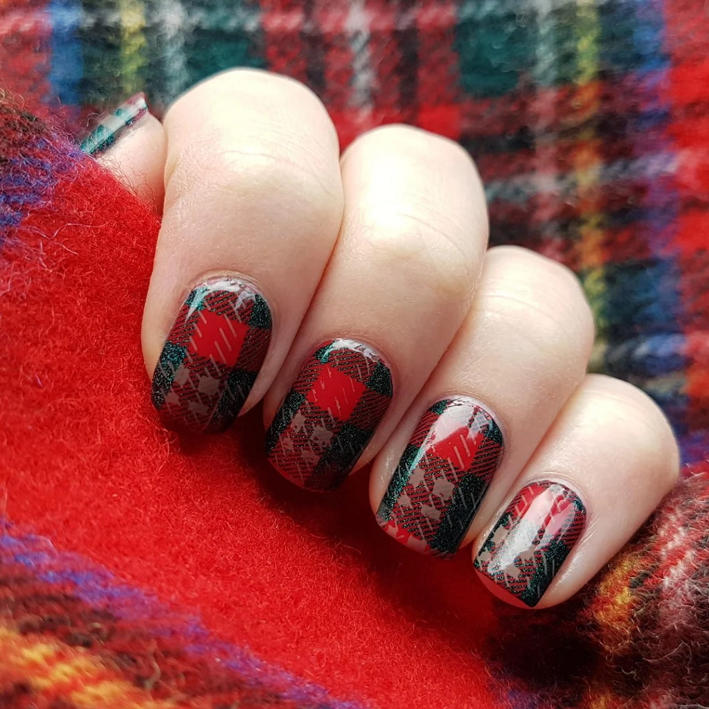 Stamped Plaid Nails