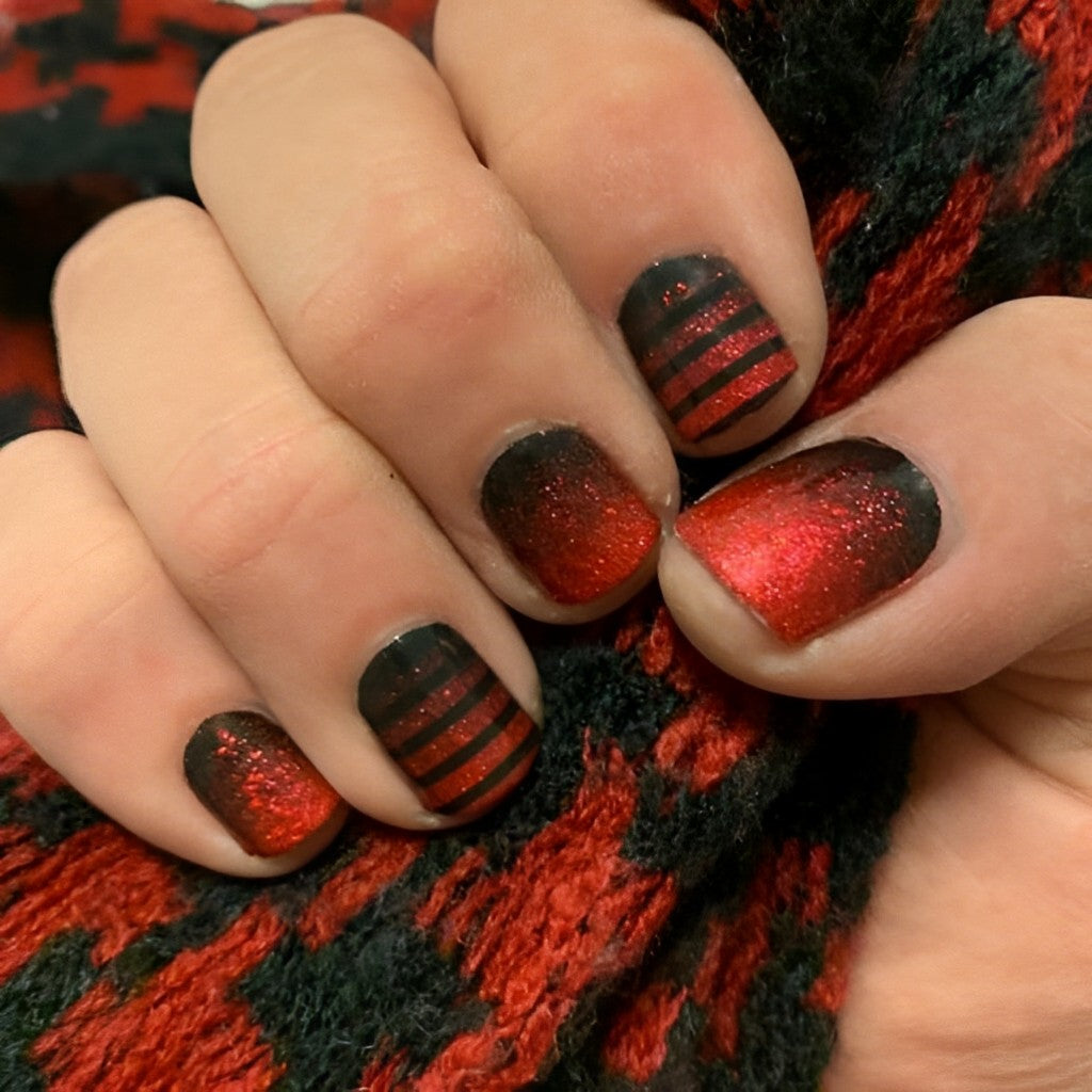 Striped Black and Red Ombre