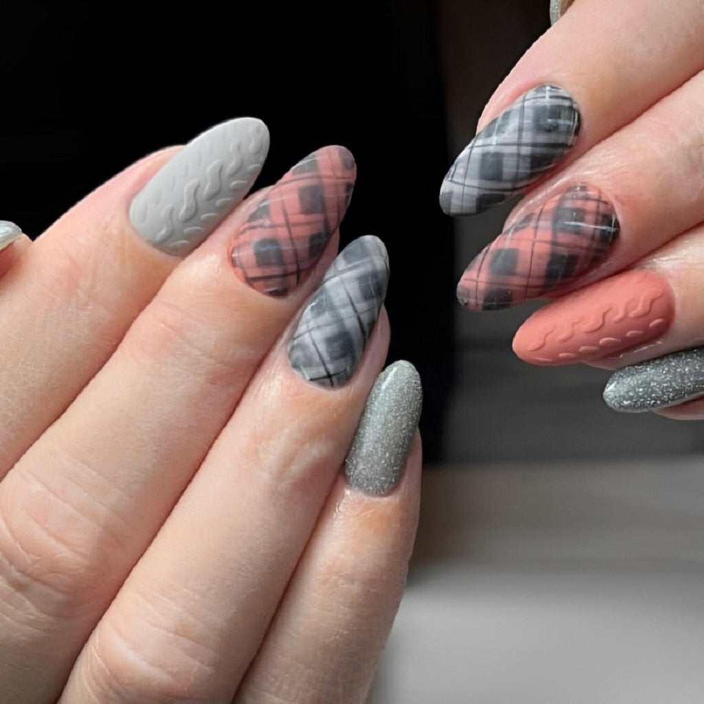 Sweater Nails with Plaid