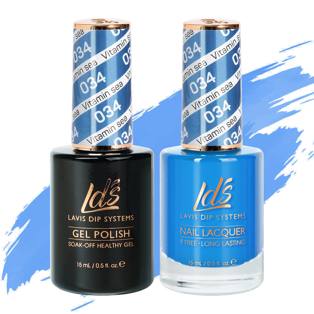 LDS 015 Aqua Blue - LDS Healthy Gel Polish & Matching Nail Lacquer Duo | ND  Nails Supply