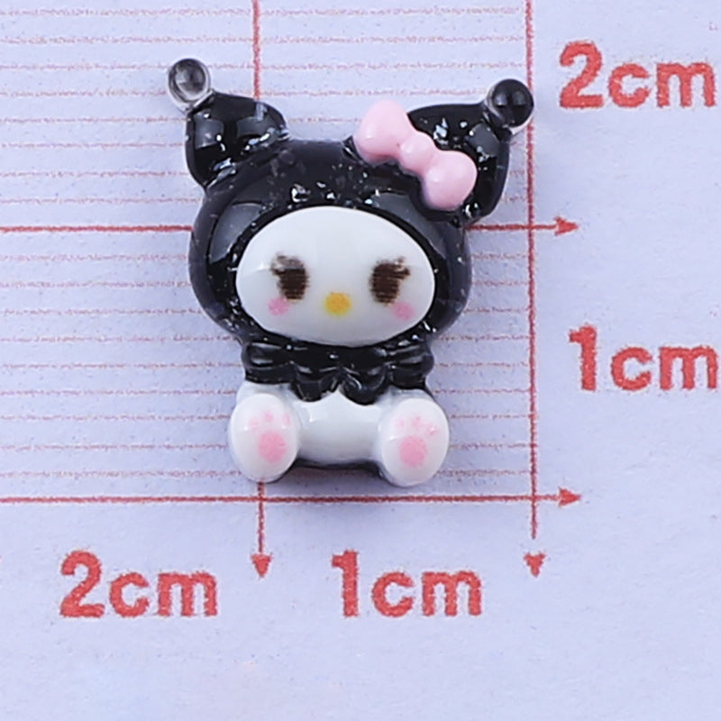 145 2PCS Lovely Mini Kuromi Heart Nail Charm (Black)